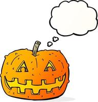 cartoon pumpkin with thought bubble vector