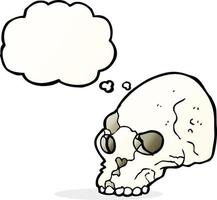 cartoon spooky skull with thought bubble vector