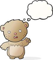 cartoon worried teddy bear with thought bubble vector