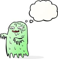 cartoon gross slime ghost with thought bubble vector