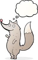 cartoon waving wolf with thought bubble vector