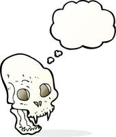 cartoon spooky vampire skull with thought bubble vector