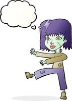 cartoon zombie girl with thought bubble vector