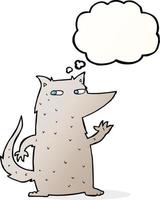 cartoon wolf waving with thought bubble vector