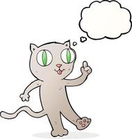 cartoon cat with idea with thought bubble vector