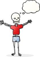 cartoon skeleton in clothes with thought bubble vector