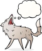 cartoon snapping wolf with thought bubble vector