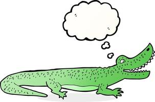 cartoon happy crocodile with thought bubble vector