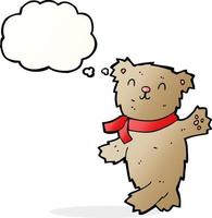 cartoon waving teddy bear with thought bubble vector