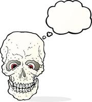 cartoon spooky skull with thought bubble vector