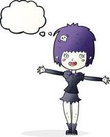 cartoon happy vampire girl with thought bubble vector