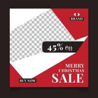 Merry christmas social media post template design and winter festival sale promotion banner vector