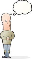 cartoon funny bald man with thought bubble vector