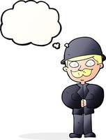 cartoon man in bowler hat with thought bubble vector