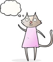 cute cartoon cat waving with thought bubble vector