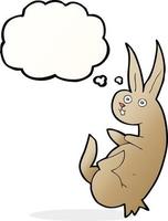 cue cartoon rabbit with thought bubble vector