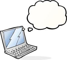 cartoon laptop computer with thought bubble vector