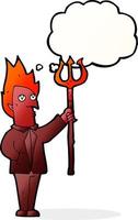 cartoon devil with pitchfork with thought bubble vector