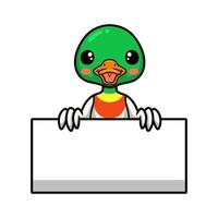 Cute duck cartoon with blank sign vector