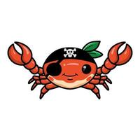 Cute little pirate crab cartoon vector