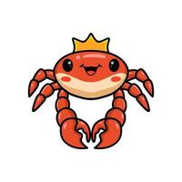 Cute little crab king cartoon vector