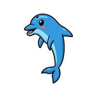 Cute little dolphin cartoon posing vector