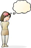 cartoon brainy woman with thought bubble vector