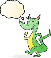 cartoon happy dragon with thought bubble vector