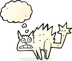 cartoon frightened cat with thought bubble vector