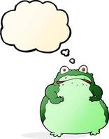 cartoon fat frog with thought bubble vector