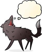 cartoon snapping wolf with thought bubble vector