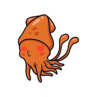 Cute little squid cartoon with red heart eyes vector