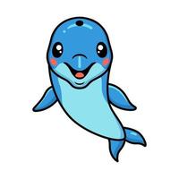 Cute little dolphin cartoon posing vector