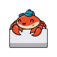 Cute little orange crab cartoon with blank sign vector