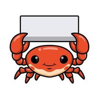 Cute little orange crab cartoon with blank sign vector