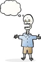 cartoon skeleton with thought bubble vector