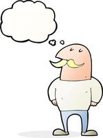 cartoon bald man with mustache with thought bubble vector