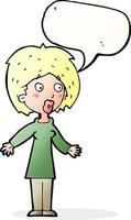 cartoon surprised woman with speech bubble vector