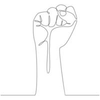 Fist Gesture Continuous Line Drawing vector