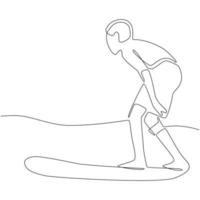 Boy Surfing Continuous Line Drawing vector