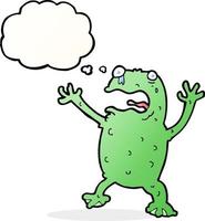 cartoon frightened frog with thought bubble vector