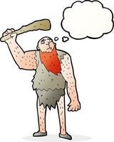 neandertal de dibujos animados con burbuja de pensamiento vector