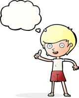 cartoon boy giving thumbs up symbol with thought bubble vector