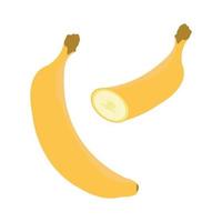 whole banana and half banana on white background vector