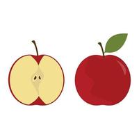 whole apple and half apple on white background vector