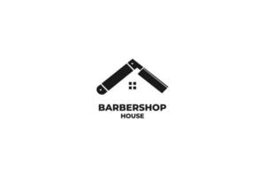 herramientas planas barbero casa logo diseño vector ilustración