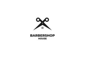 Flat tools barber house logo design vector illustration