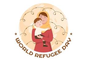 World Refugee Day Template Hand Drawn Cartoon Flat Illustration with Hands, Family and Climb Barbed Wire Fence to Immigrate to Save Place vector