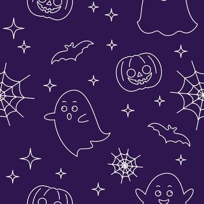 seamless dark blue halloween pattern