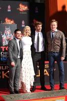 LOS ANGELES, OCT 31 -  Josh Hutcherson, Jennifer Lawrence, Liam Hemsworth, Conan O Brien at the Hunger Games Handprint and Footprint Ceremony at the TCL Chinese Theater on October 31, 2015 in Los Angeles, CA photo